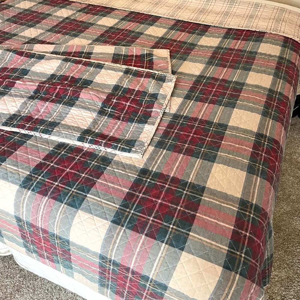 Cuddl Duds Plaid Quilted Coverlet 2 Shams King/Cal King Reversible Rustic Cabin